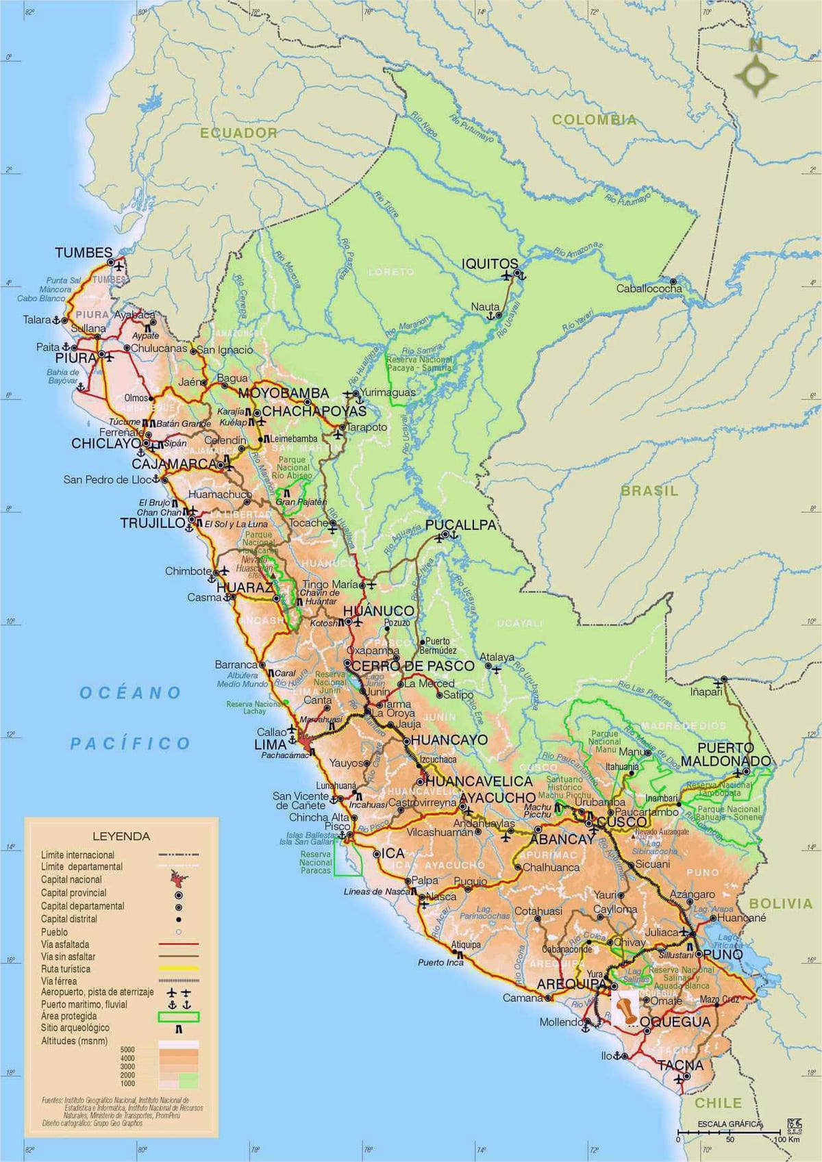 harta e rrugës Peru