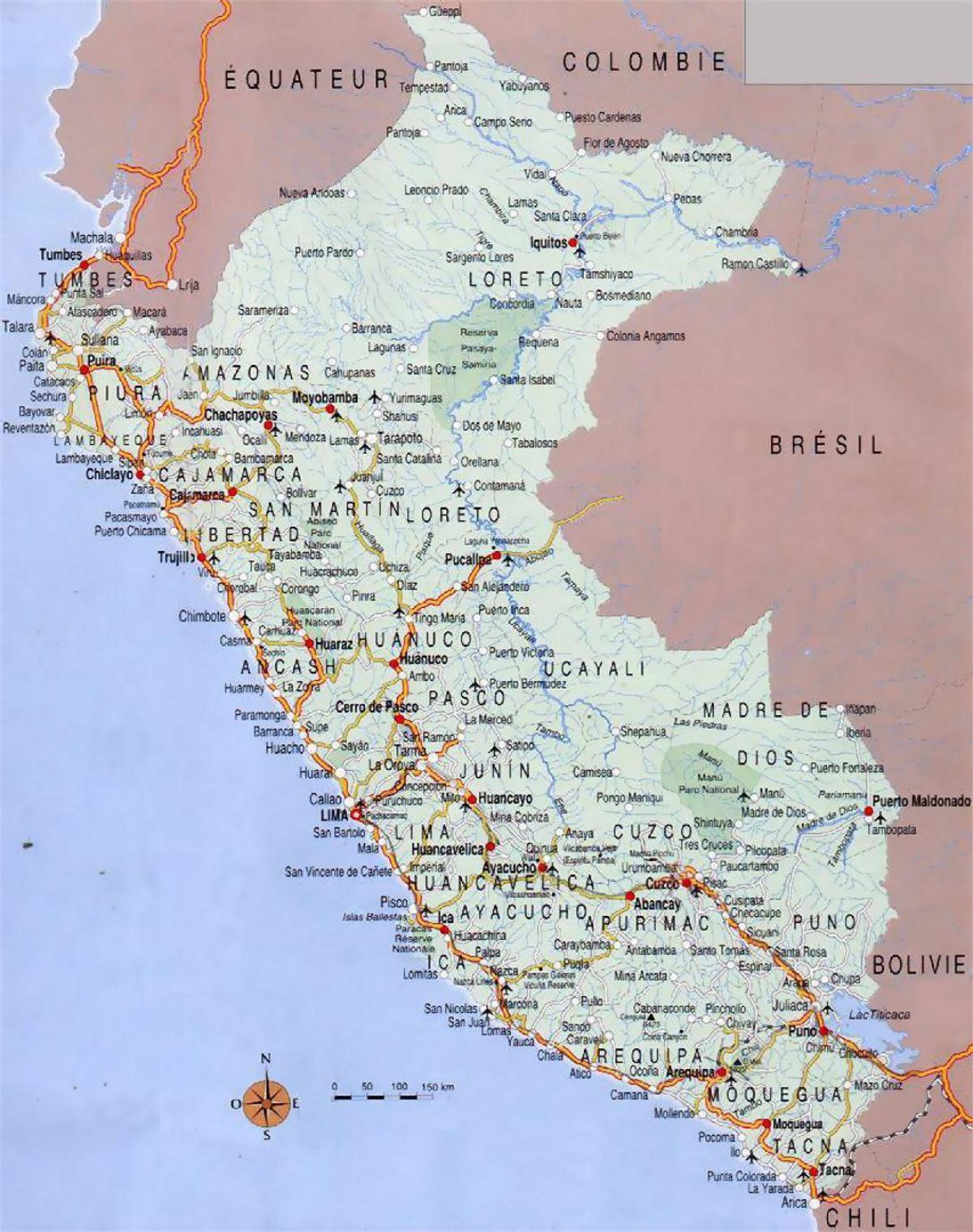 harta e Peru qytetet