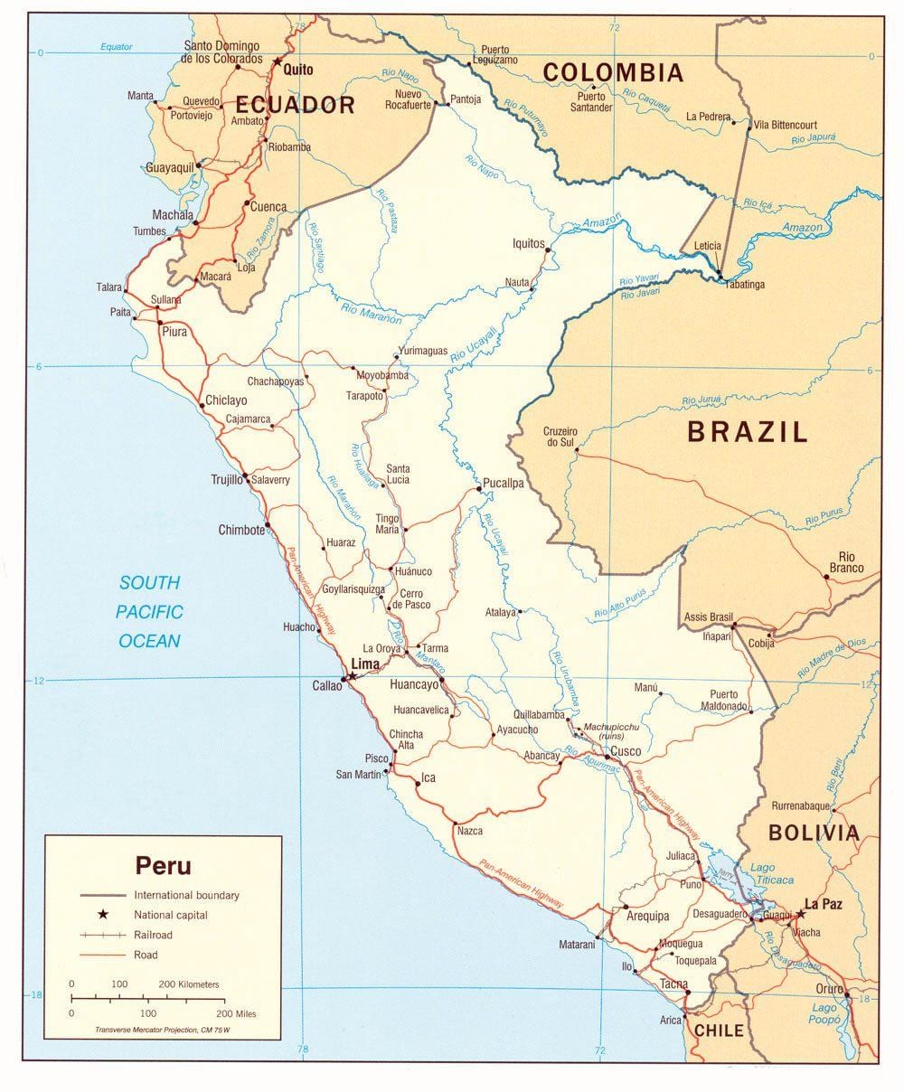 harta e Peru shtetet