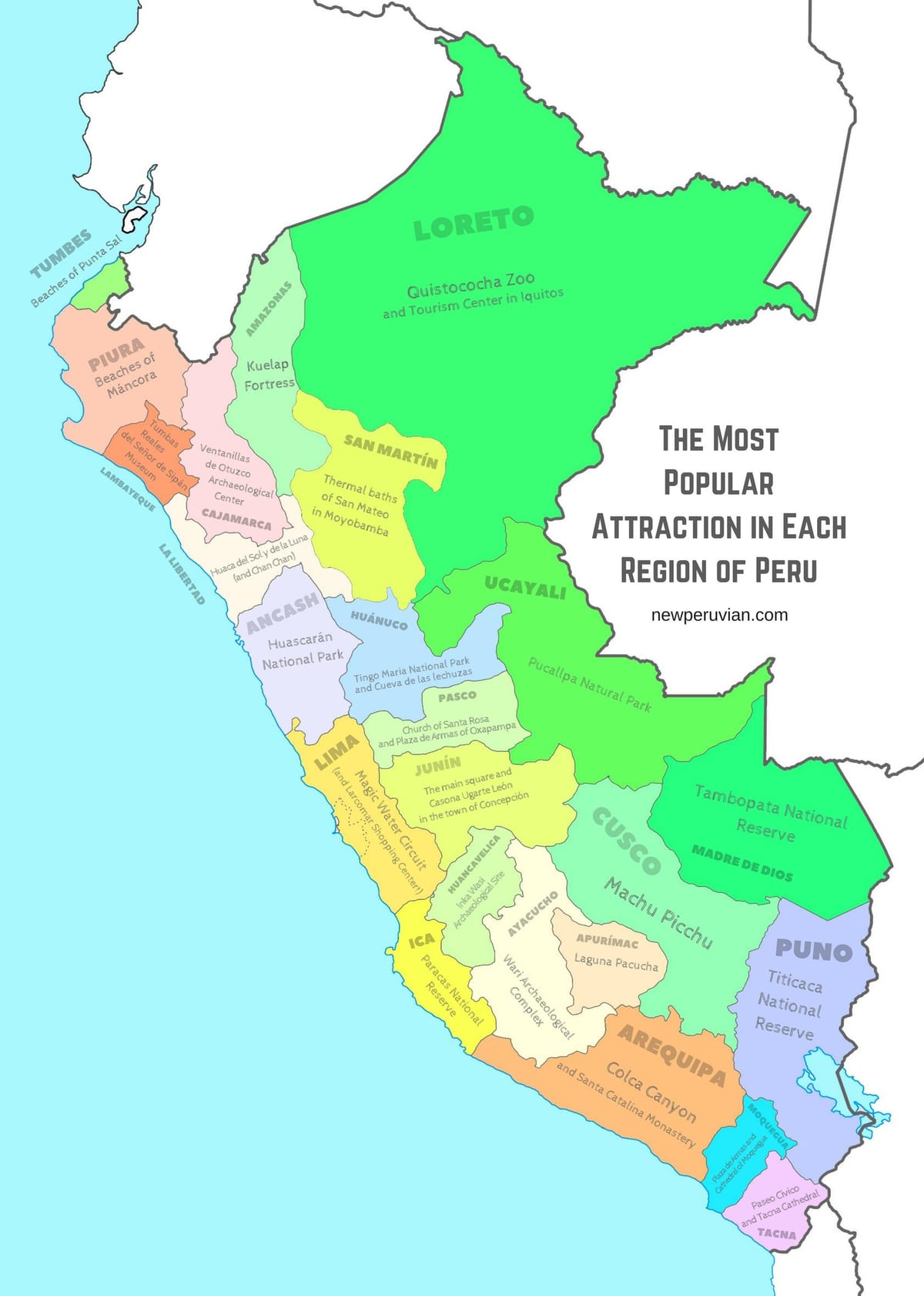 harta e Peru atraksione turistike