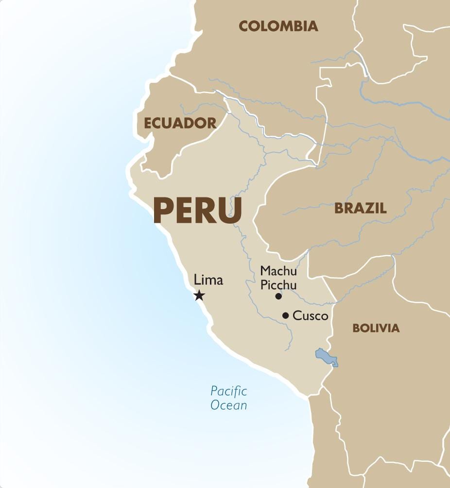 harta e Peru dhe vendet fqinje